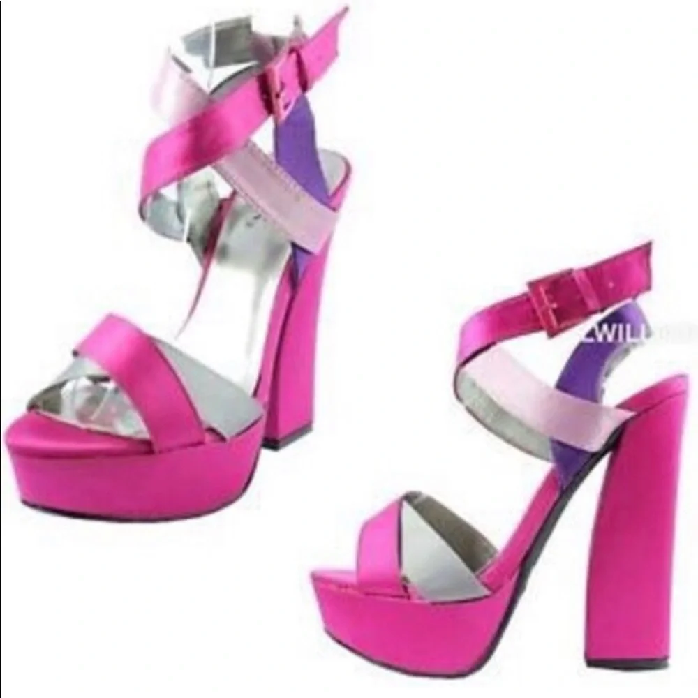 Qupid Satin Strappy Platform Heel, US Women’s Size 9 - Picture 1 of 8